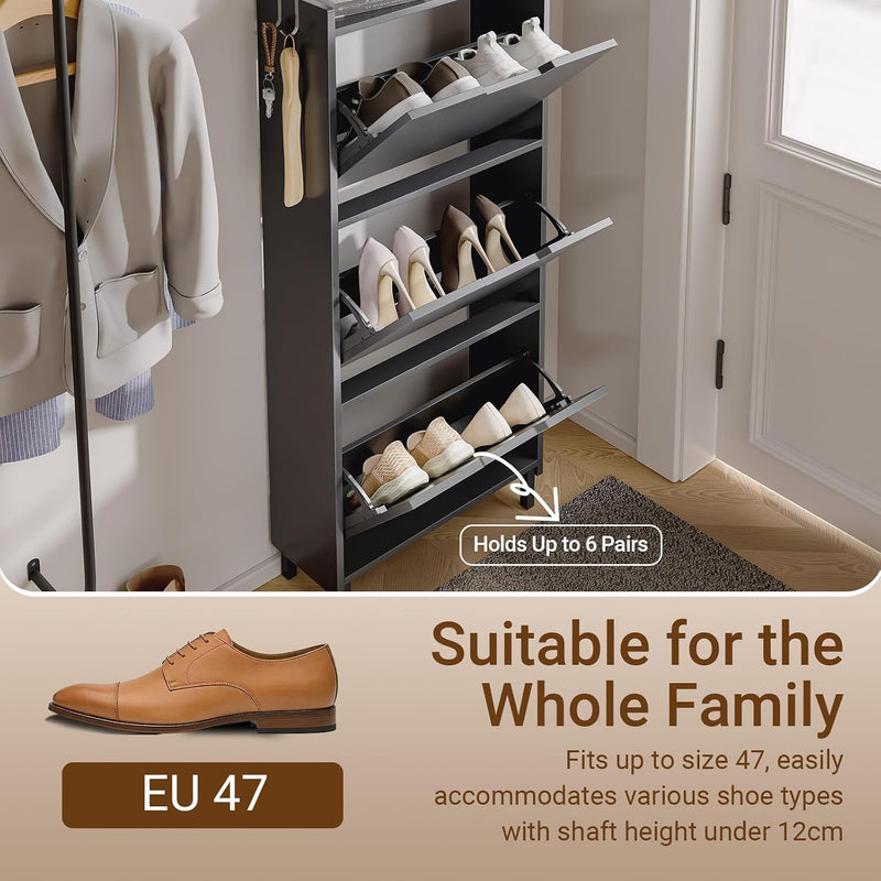 Shoe Storage Cabinet 19CM with 3 Flip Drawers