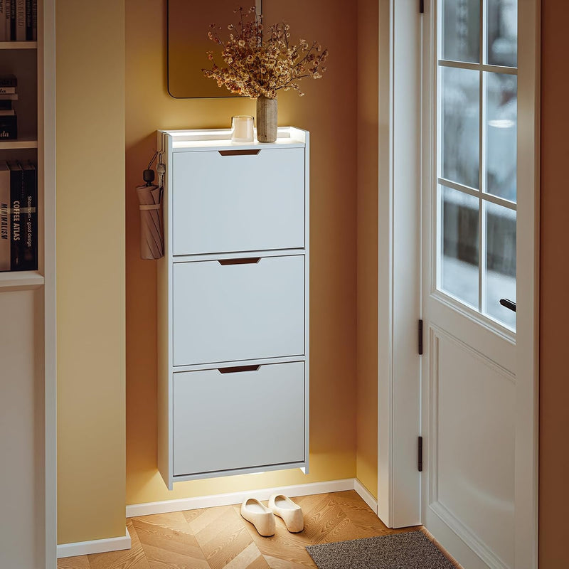 Shoe Storage Cabinet 19CM with 3 Flip Drawers