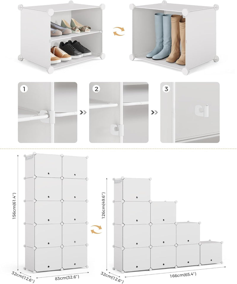 2x10 Tier Shoe Storage Cabinet Stores 40 Pairs