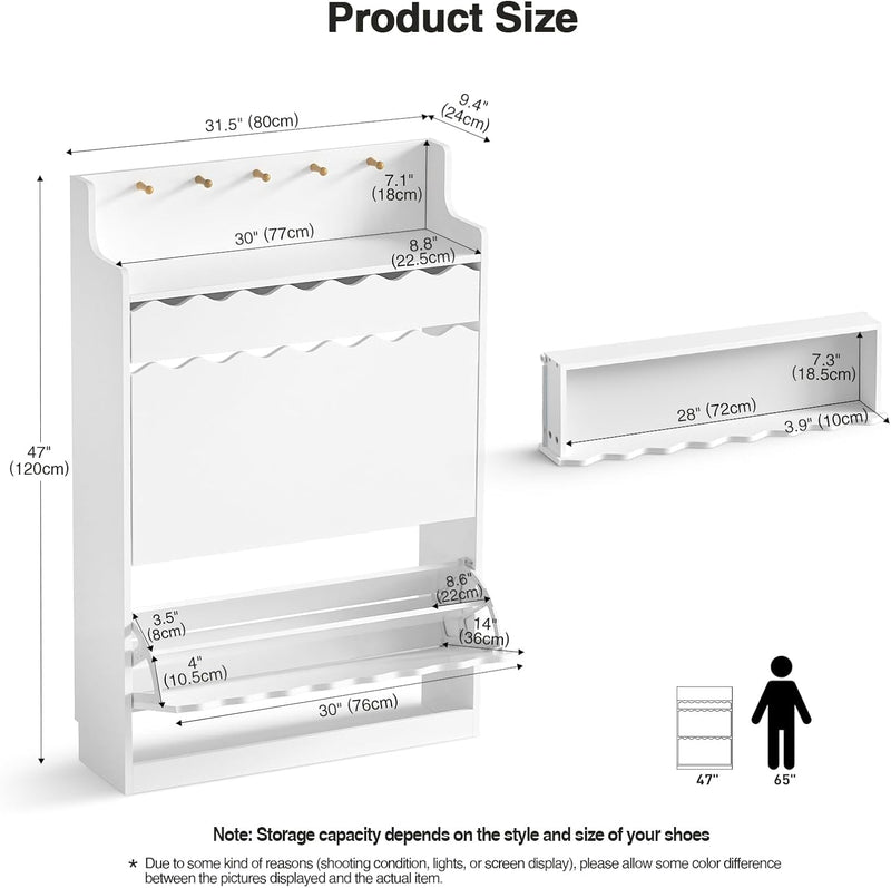 Modern Shoe Cabinet with 2 Flip Drawers Side