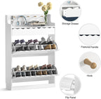 Modern Shoe Cabinet with 2 Flip Drawers Side