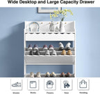 Modern Shoe Cabinet with 2 Flip Drawers Side