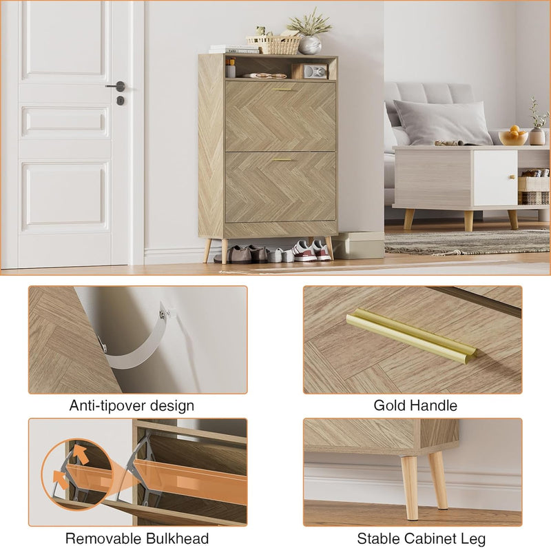 Shoe Storage Cabinet Narrow Shoes Cupboard with 2