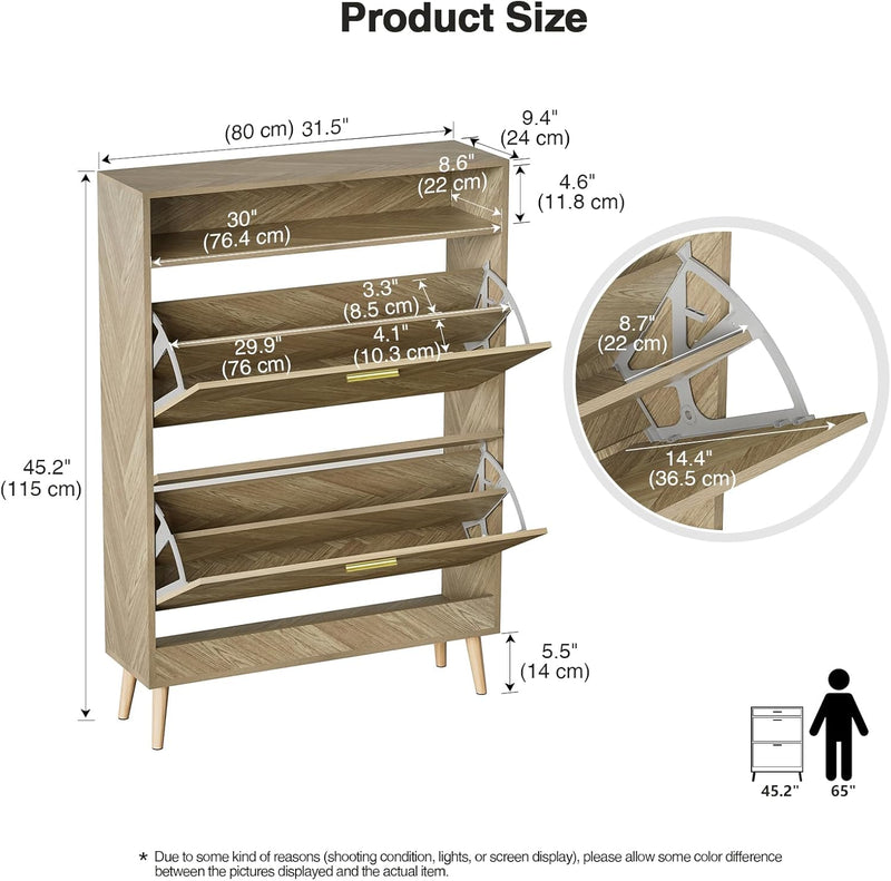 Shoe Storage Cabinet Narrow Shoes Cupboard with 2