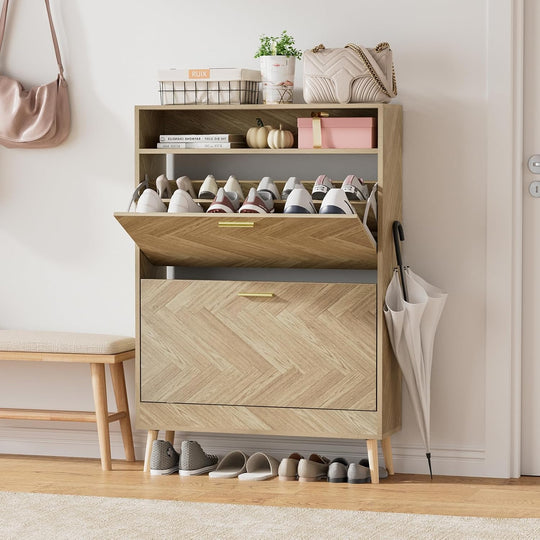 Shoe Storage Cabinet Narrow Shoes Cupboard with 2