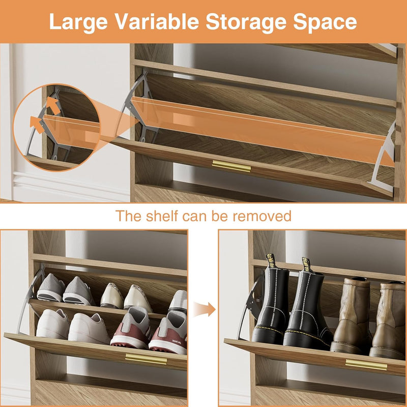 Shoe Storage Cabinet Narrow Shoes Cupboard with 2