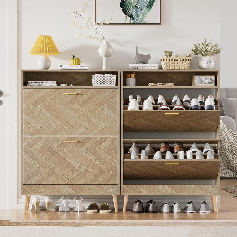 Shoe Storage Cabinet Narrow Shoes Cupboard with 2