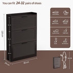Shoe Storage Cabinet Organiser with 3 Flip Louvered