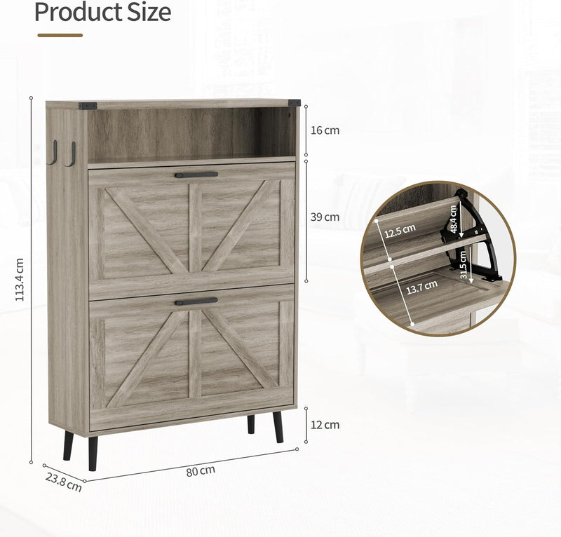 Shoe Storage Cabinet with 2 Flip Drawers