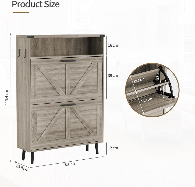 Shoe Storage Cabinet with 2 Flip Drawers