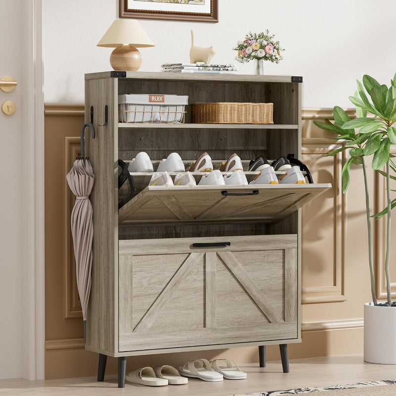 Shoe Storage Cabinet with 2 Flip Drawers