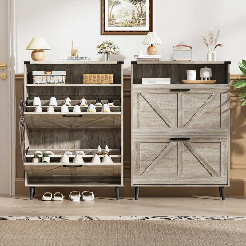 Shoe Storage Cabinet with 2 Flip Drawers