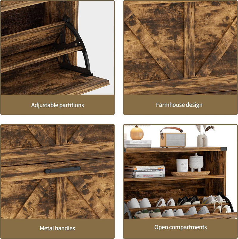 Shoe Storage Cabinet with 2 Flip Drawers