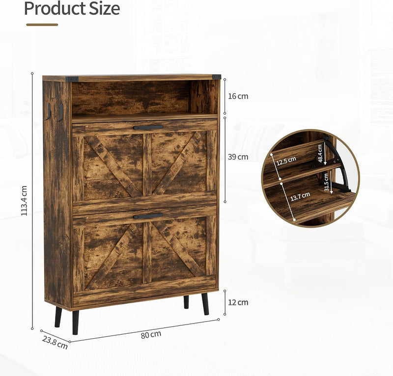 Shoe Storage Cabinet with 2 Flip Drawers