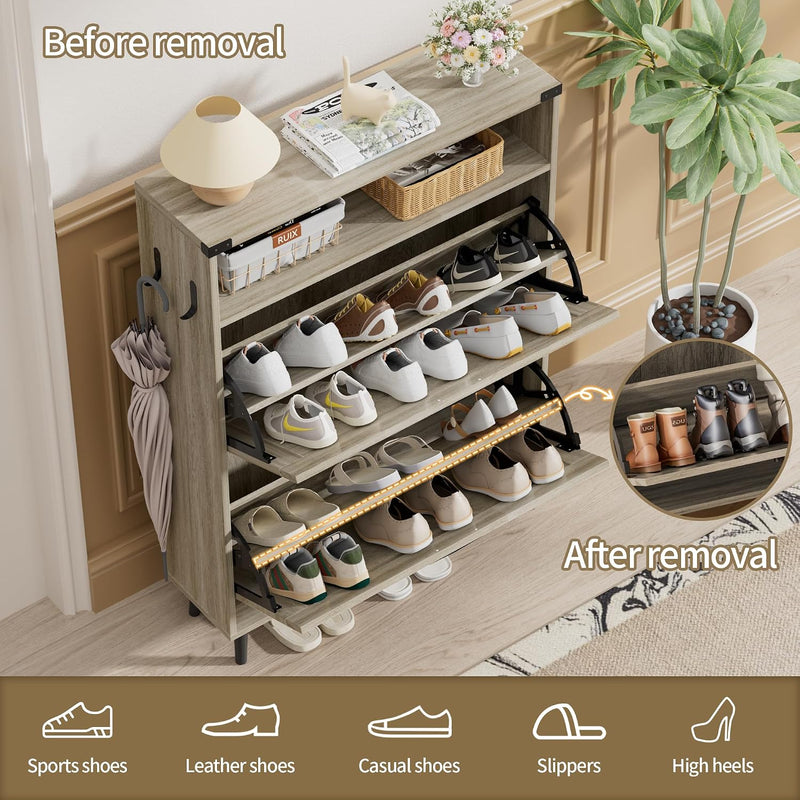 Shoe Storage Cabinet with 2 Flip Drawers