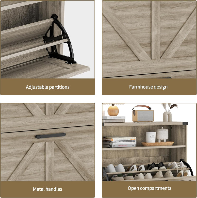 Shoe Storage Cabinet with 2 Flip Drawers