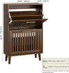 Shoe Storage Cabinet with 2 Flip Slatted Drawers