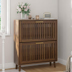 Shoe Storage Cabinet with 2 Flip Slatted Drawers