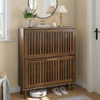 Shoe Storage Cabinet with 2 Flip Slatted Drawers