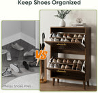 Shoe Storage Cabinet with 2 Flip Slatted Drawers