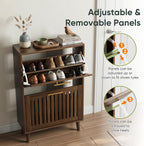 Shoe Storage Cabinet with 2 Flip Slatted Drawers