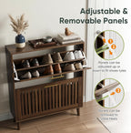 Shoe Storage Cabinet with 2 Flip Slatted Drawers