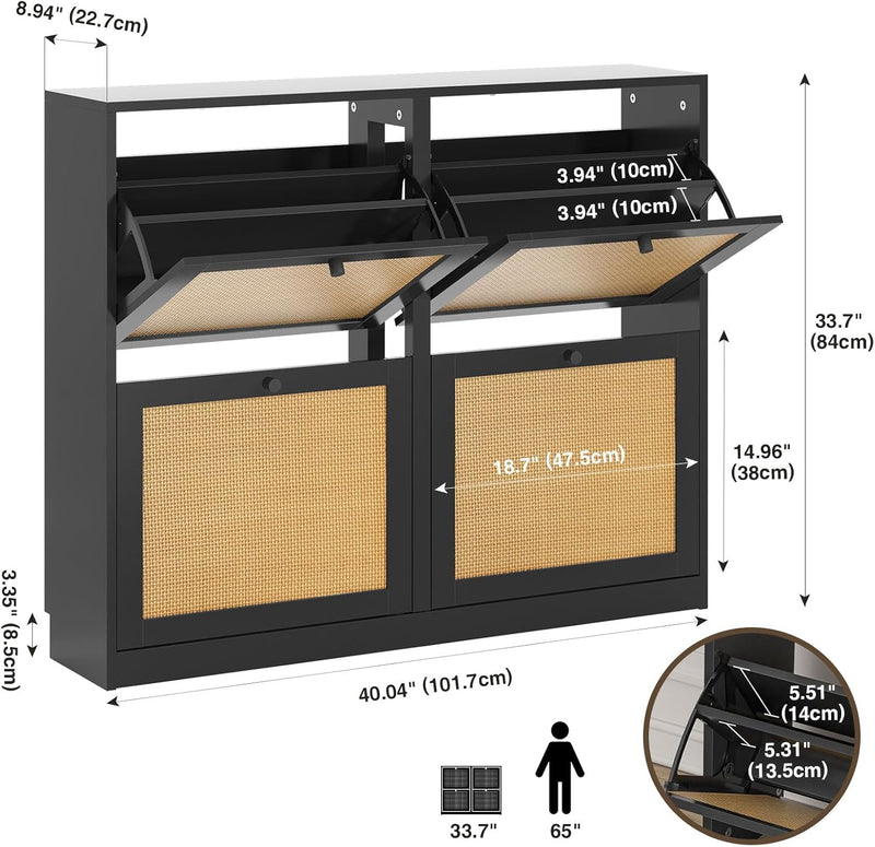 Shoe Storage Cabinet with 4 Flip Drawers 16-24
