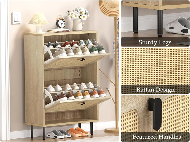 Shoe Storage Cabinet with 4 Flip Drawers 16-24