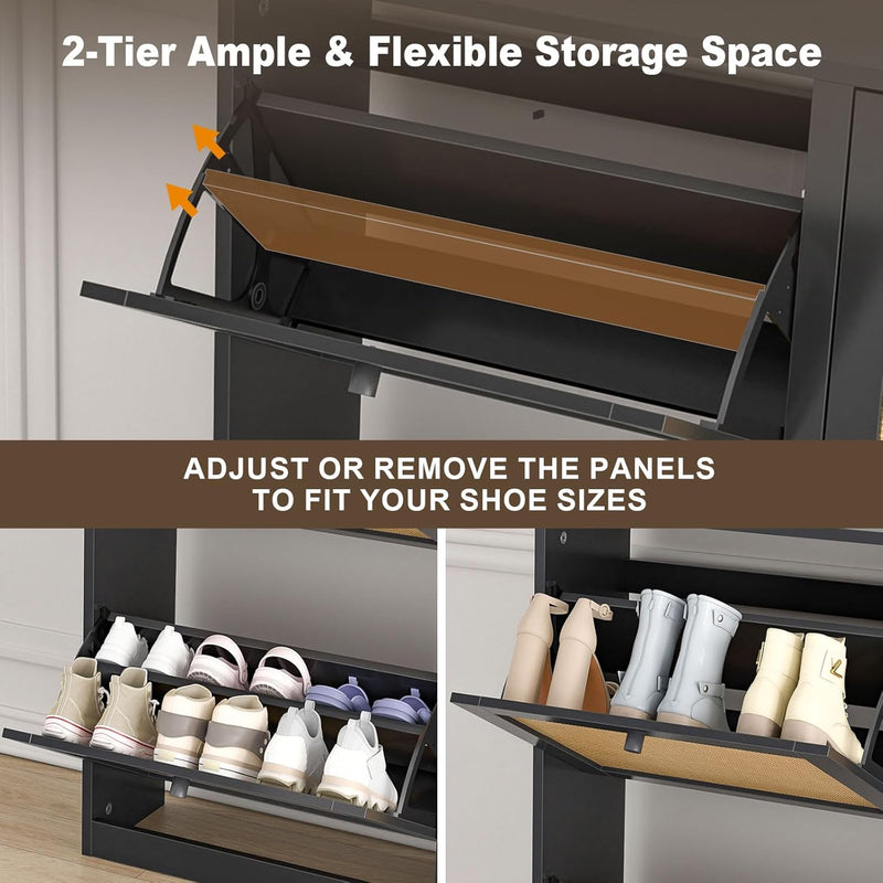 Shoe Storage Cabinet with 4 Flip Drawers 16-24