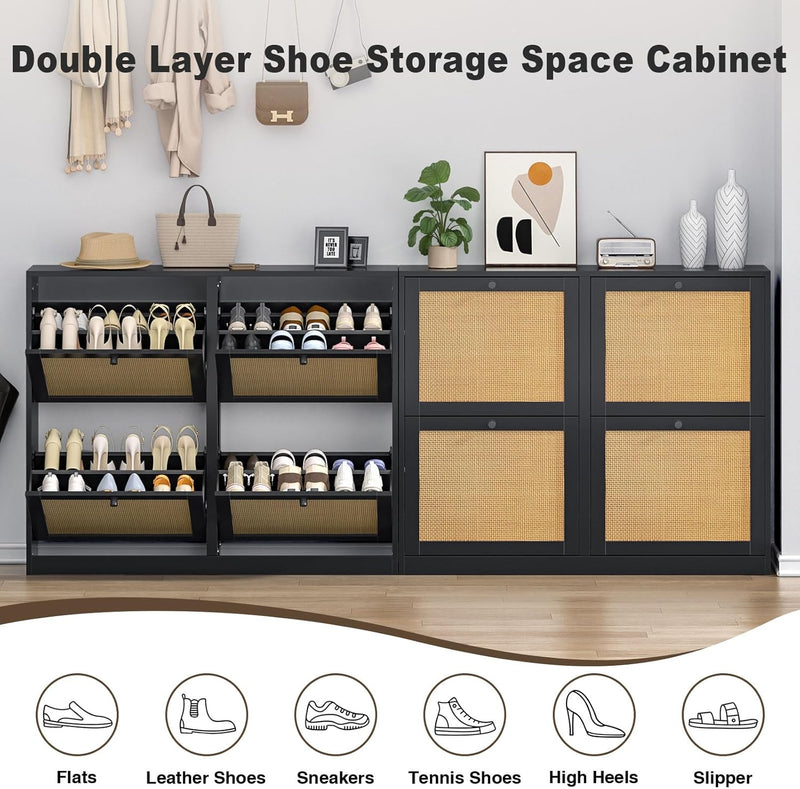 Shoe Storage Cabinet with 4 Flip Drawers 16-24