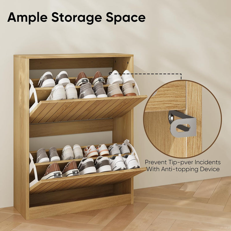 Shoe Storage Cabinet with Vertical Groove Doors 2