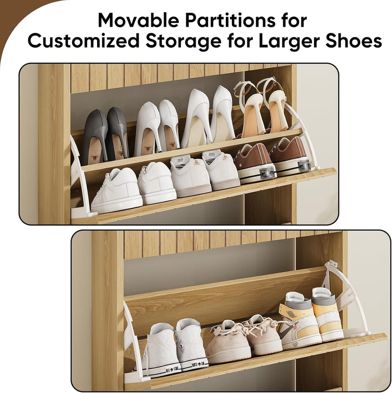 Shoe Storage Cabinet with Vertical Groove Doors 2