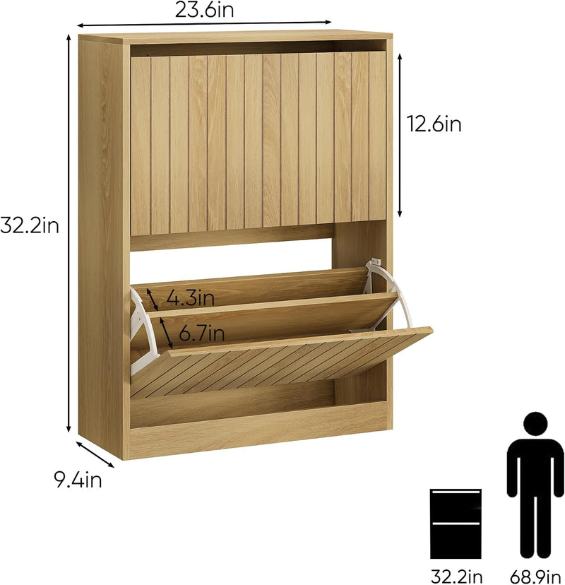 Shoe Storage Cabinet with Vertical Groove Doors 2