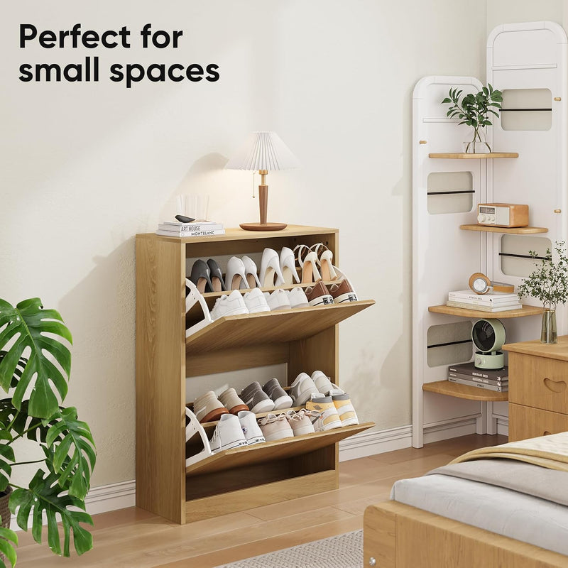 Shoe Storage Cabinet with Vertical Groove Doors 2