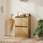 Shoe Storage Cabinet with Vertical Groove Doors 2