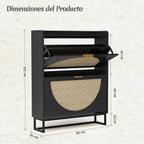 Shoe Storage Rattan with Adjustable Shelves Cabinet Unit
