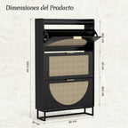 Shoe Storage Rattan with Adjustable Shelves Cabinet Unit