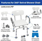 Shower Chair with Arms and Back Wide