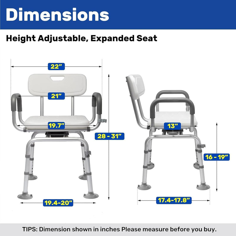 Shower Chair with Arms and Back Wide