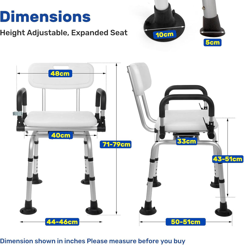 Shower Chair with Arms and Back Wide