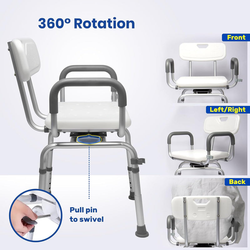 Shower Chair with Arms and Back Wide