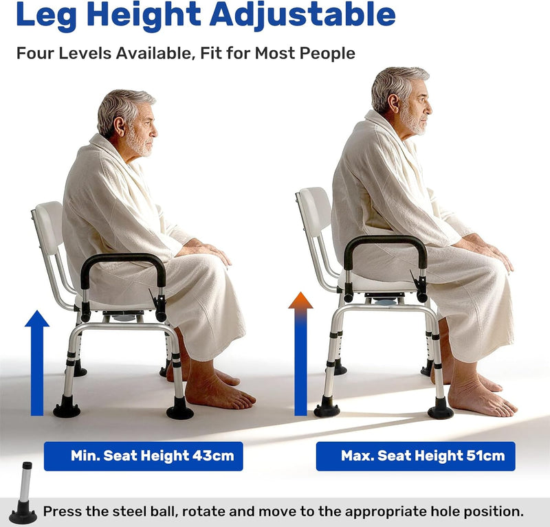 Shower Chair with Arms and Back Wide