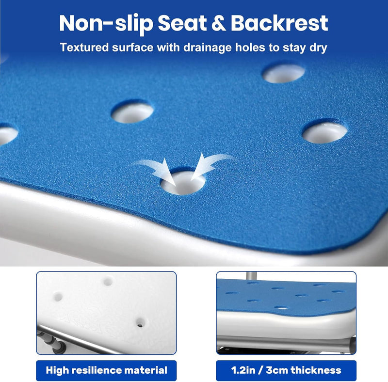 Shower Chair with Arms and Back Wide