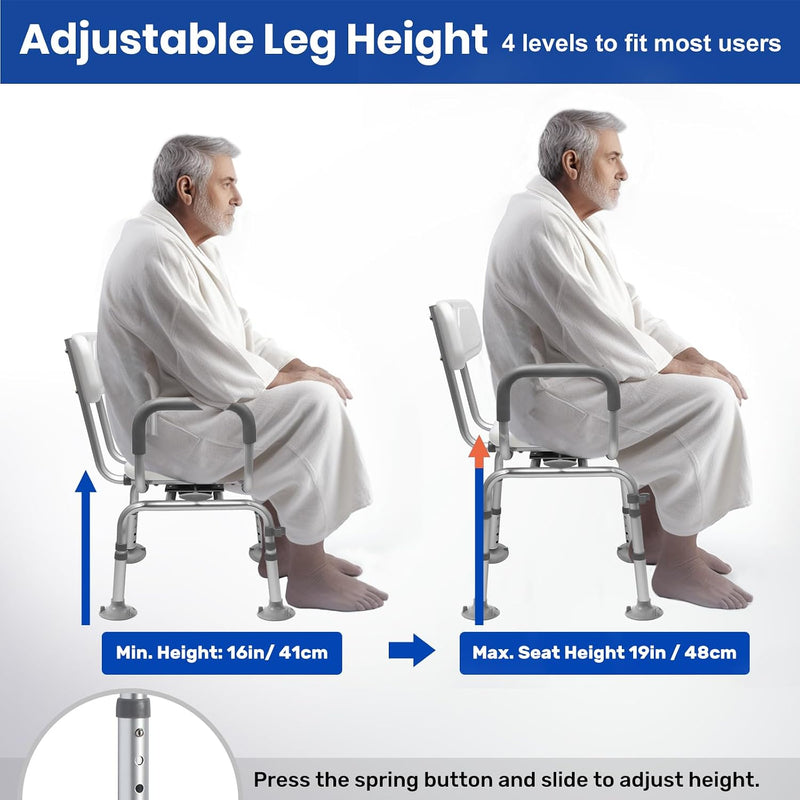 Shower Chair with Arms and Back Wide