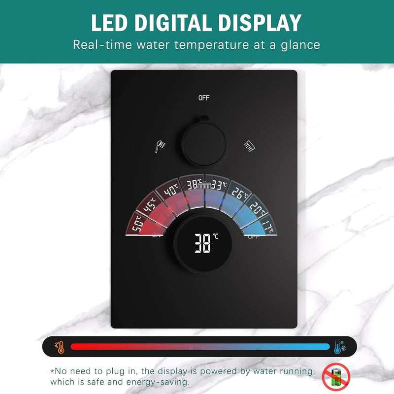 Shower Faucet Set with Hydro Power Temperature Display