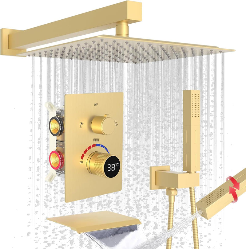 Shower Faucet Set with Hydro Power Temperature Display