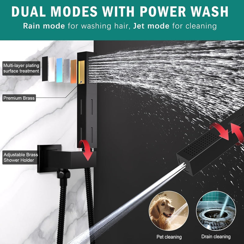 Shower Faucet Set with Hydro Power Temperature Display