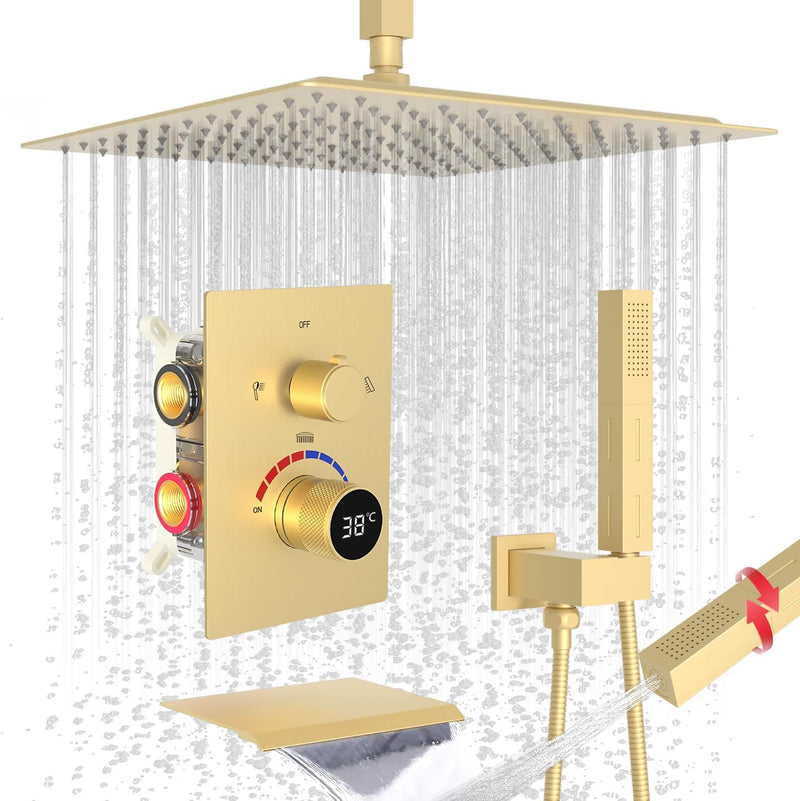 Shower Faucet Set with Hydro Power Temperature Display