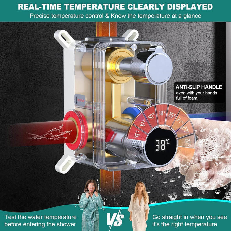 Shower Faucet Set with Hydro Power Temperature Display