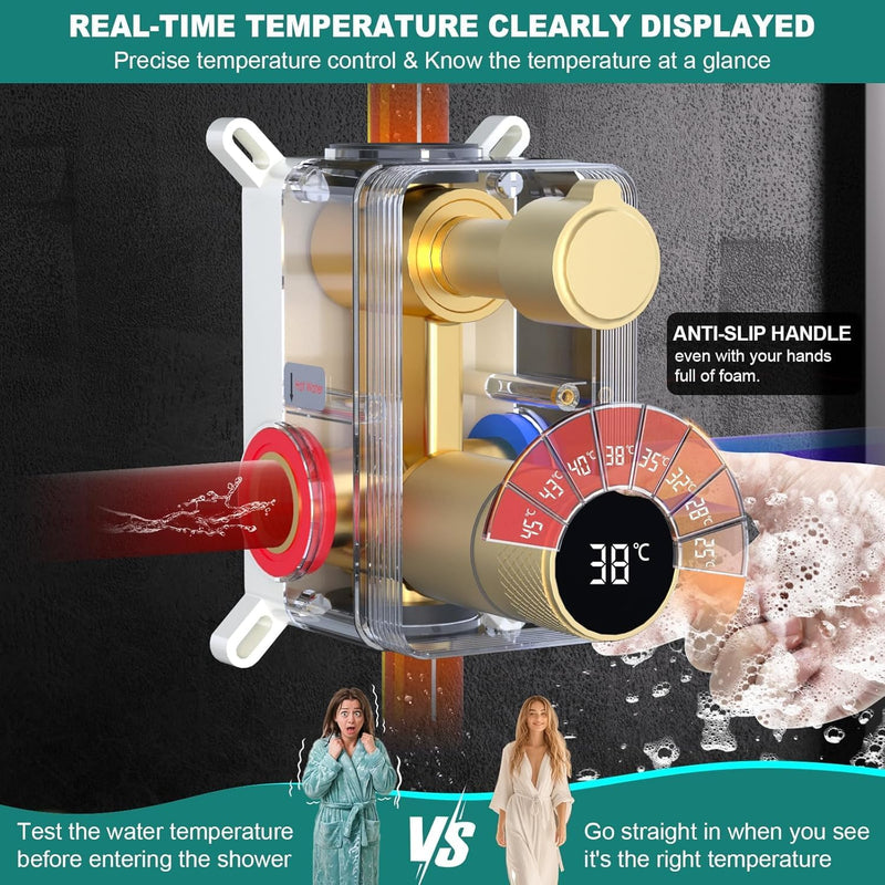 Shower Faucet Set with Hydro Power Temperature Display